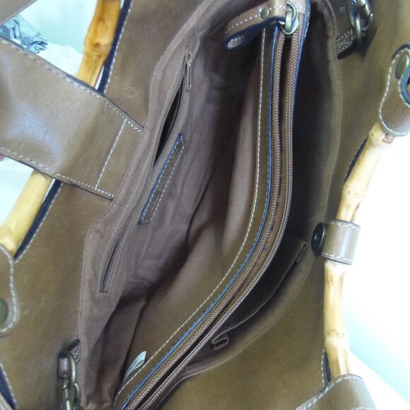 Vintage Relic Canvas Faux Bamboo Handles Haute Hippie BoHo Chic Retro Mod GoGo - Picture 9 of 11